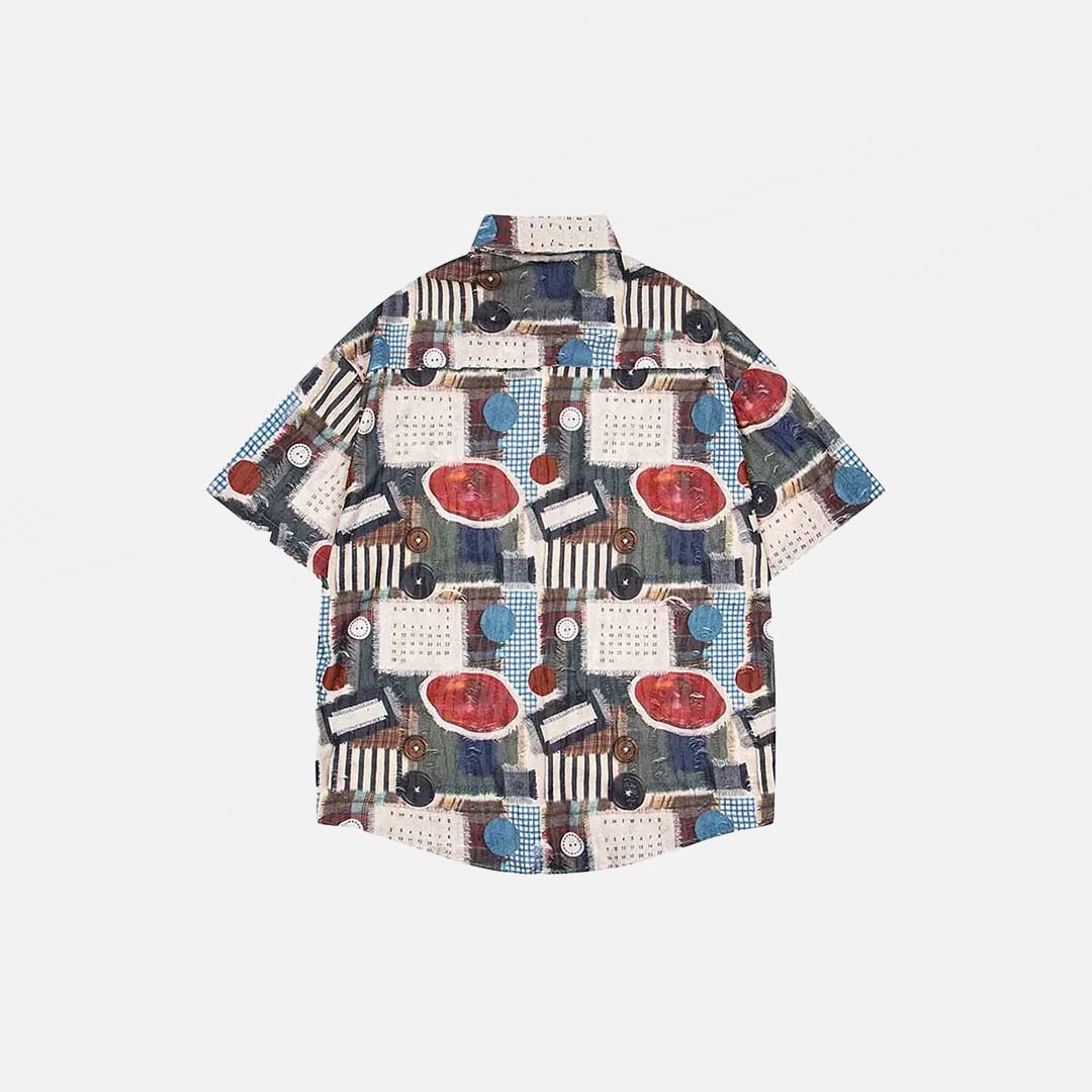 Kurzarmhemd mit grafischem Patchwork-Design