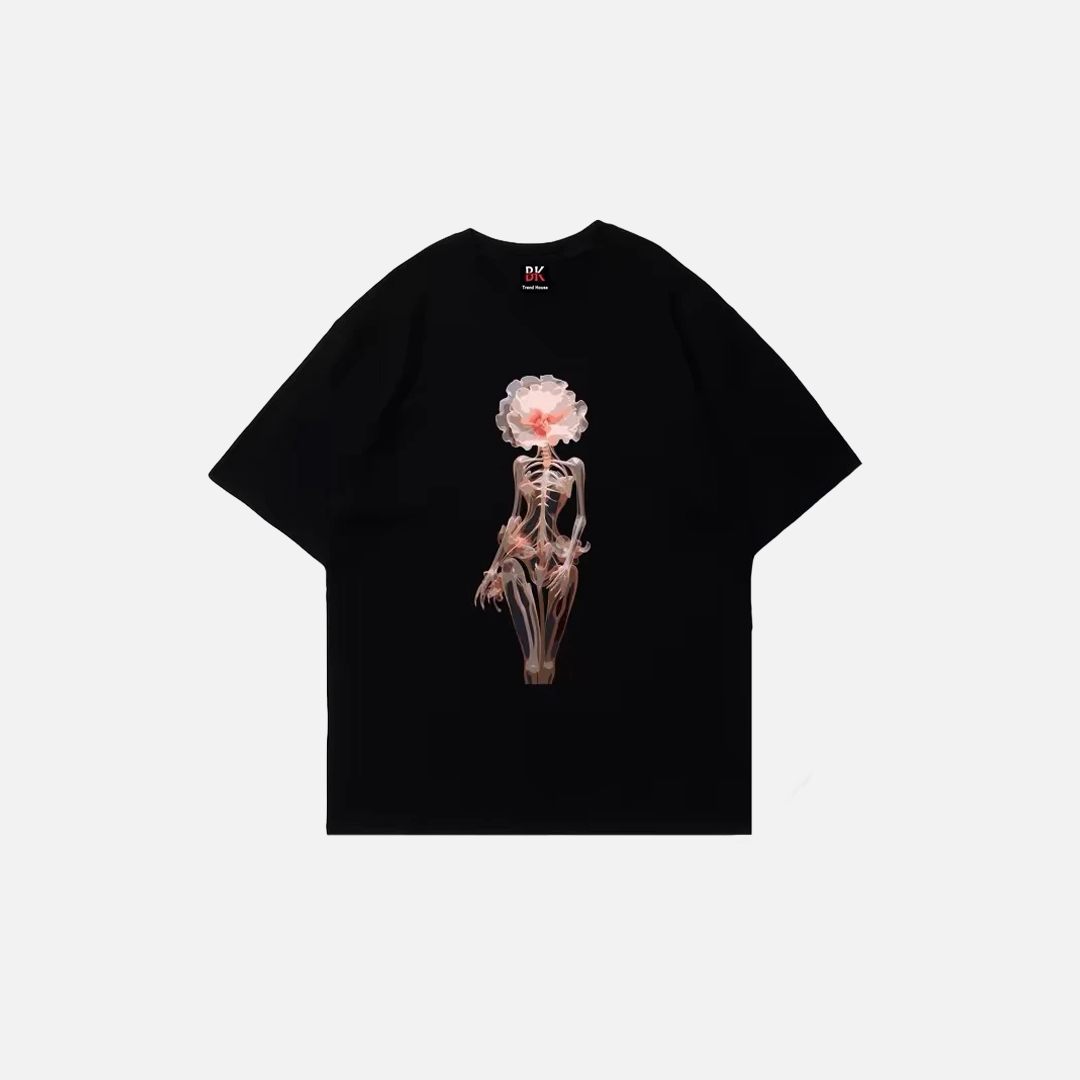Sommerliches T-Shirt mit Totenkopf-Print und lockerer Passform