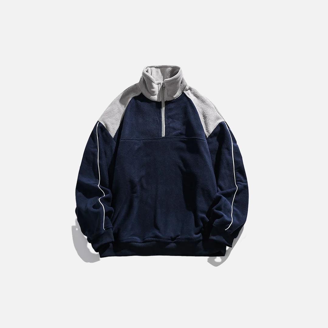 Sweatshirt mit Fell-Patchwork-Design