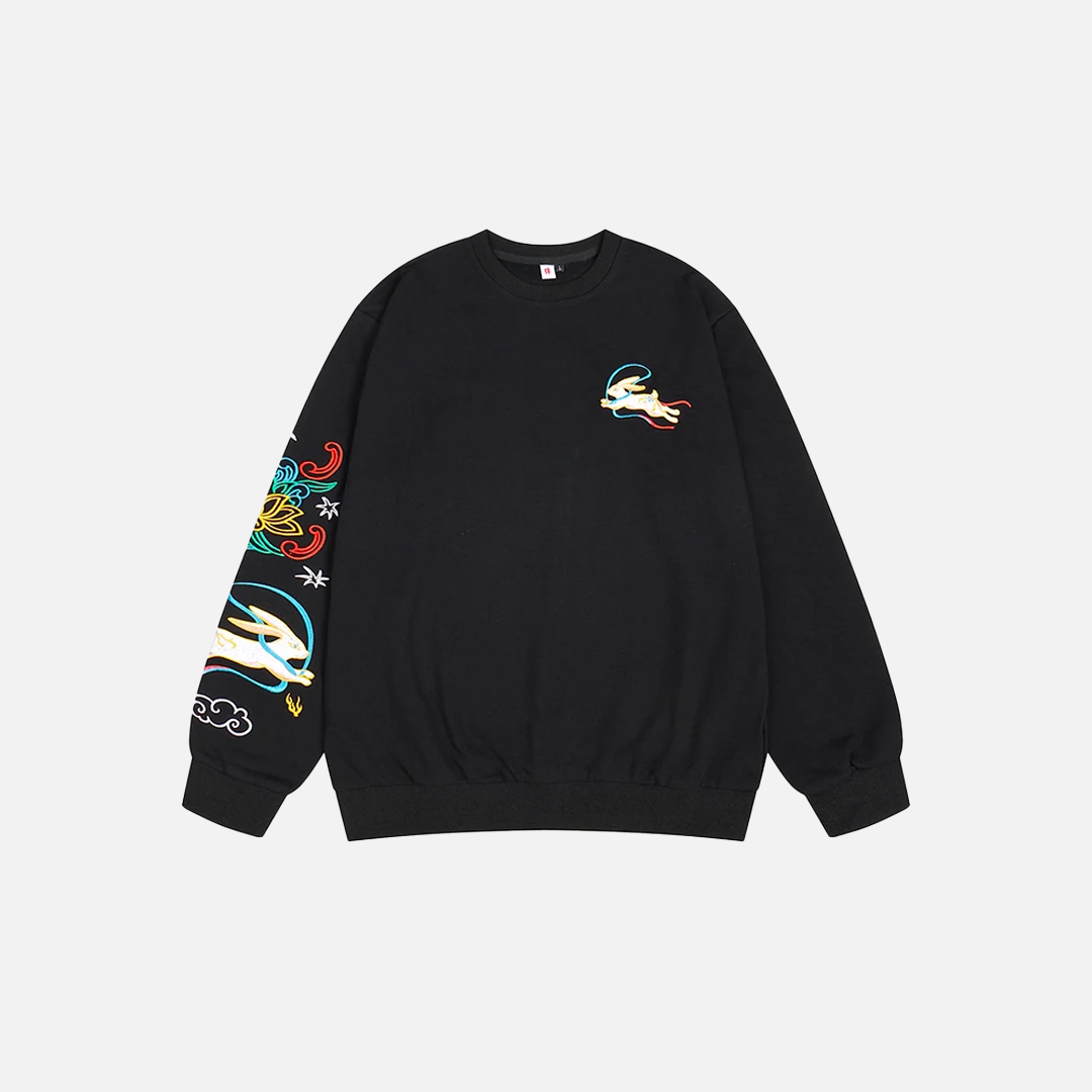 Oversized Sweatshirt mit chinesischer Stickerei