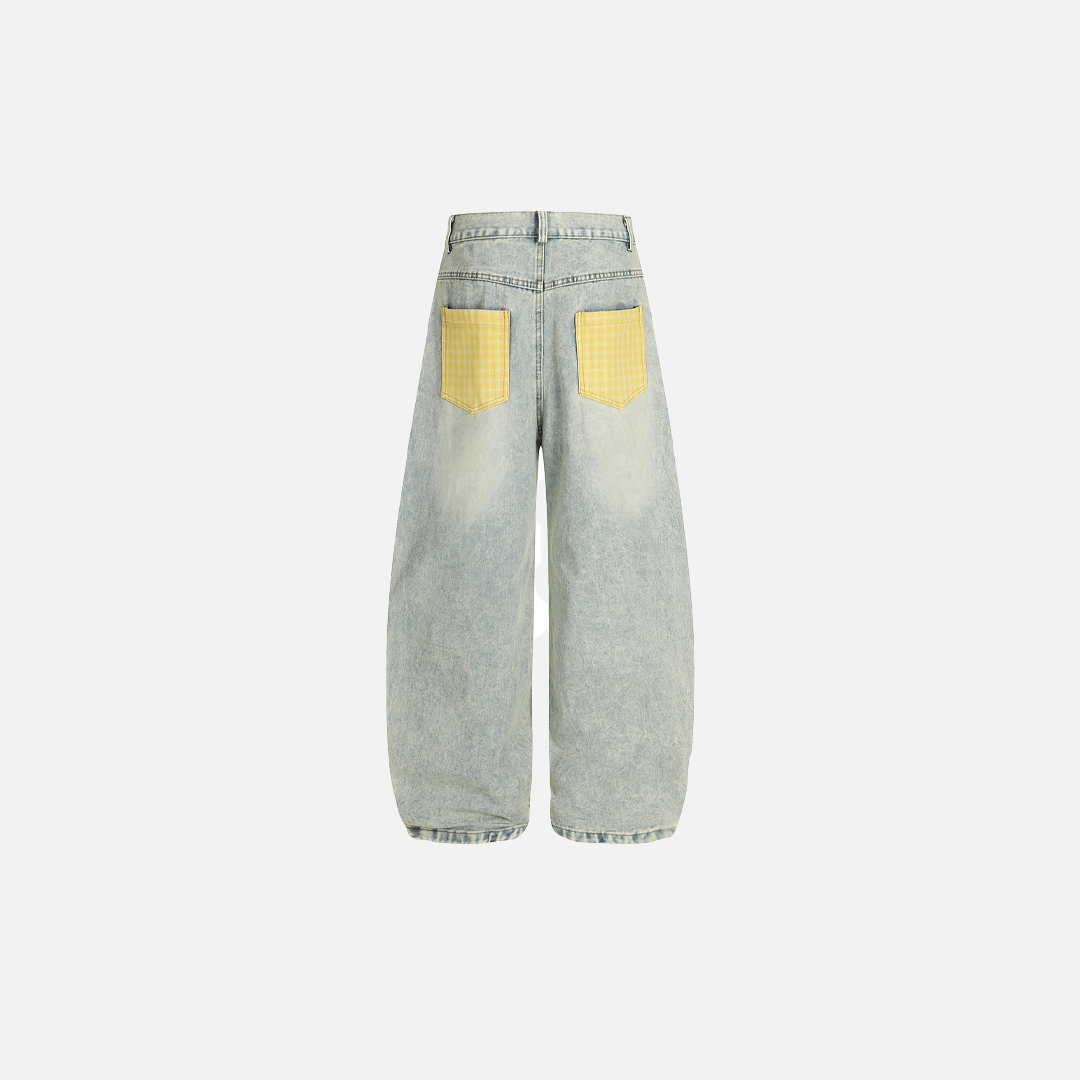 Y2K-Schmeichelhafte, gewaschene Jeans mit weitem Bein