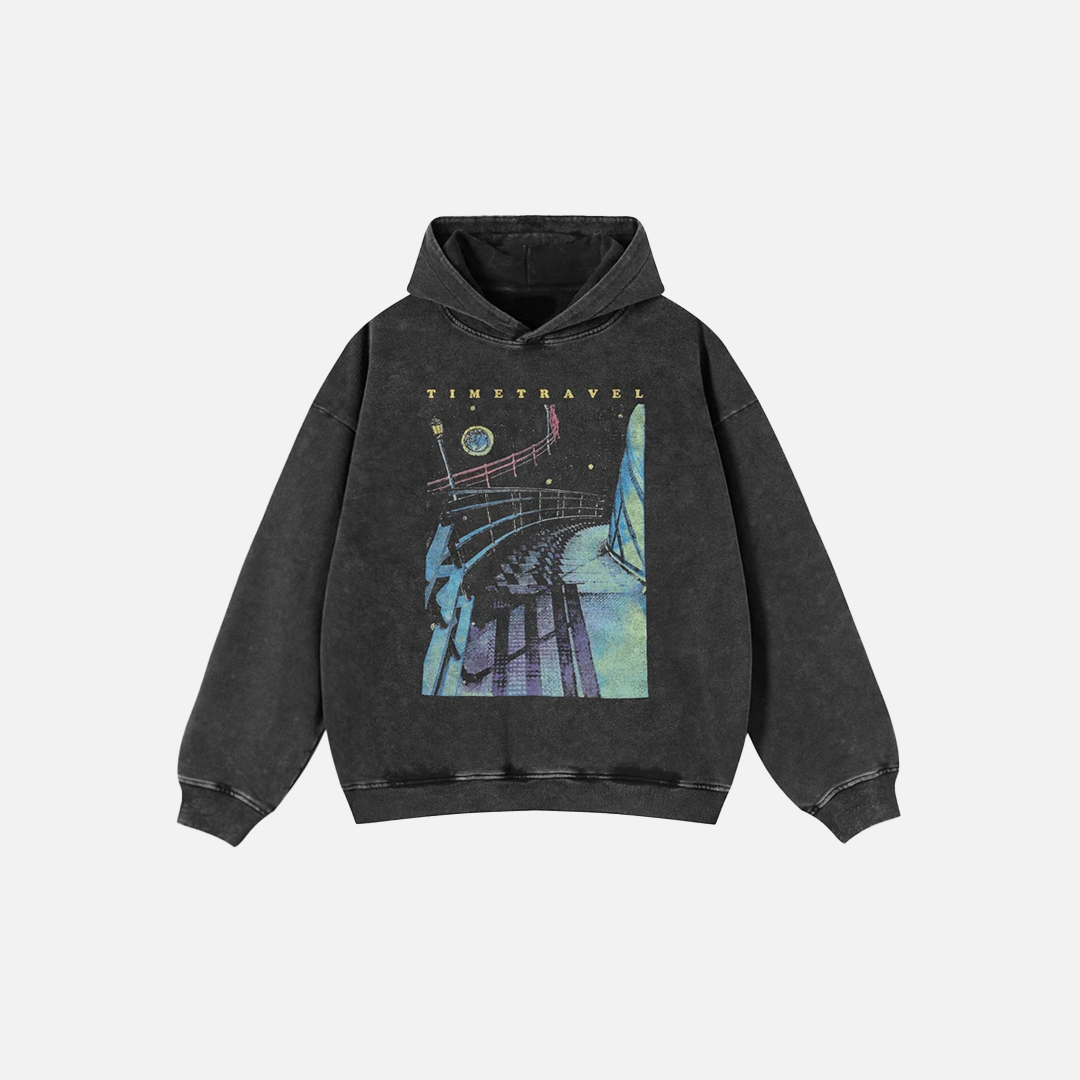 Trendiger schwarzer Oversize-Hoodie mit Grafikprint