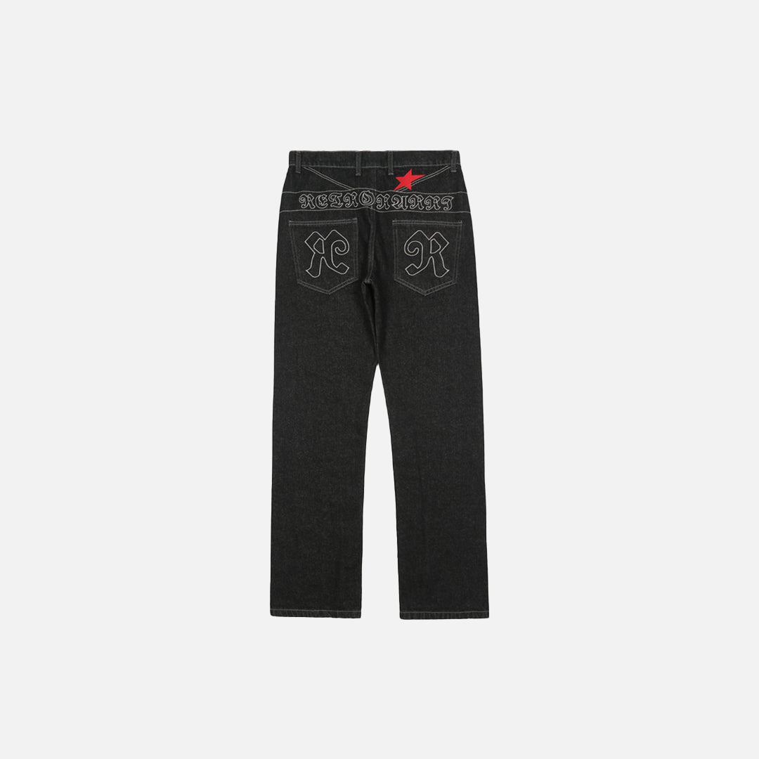 Jean noir ample à étoiles