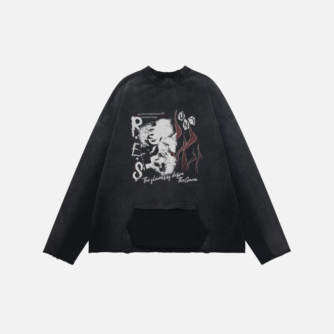 Vintage Patchwork Distressed Ripped Crewneck Sweatshirt