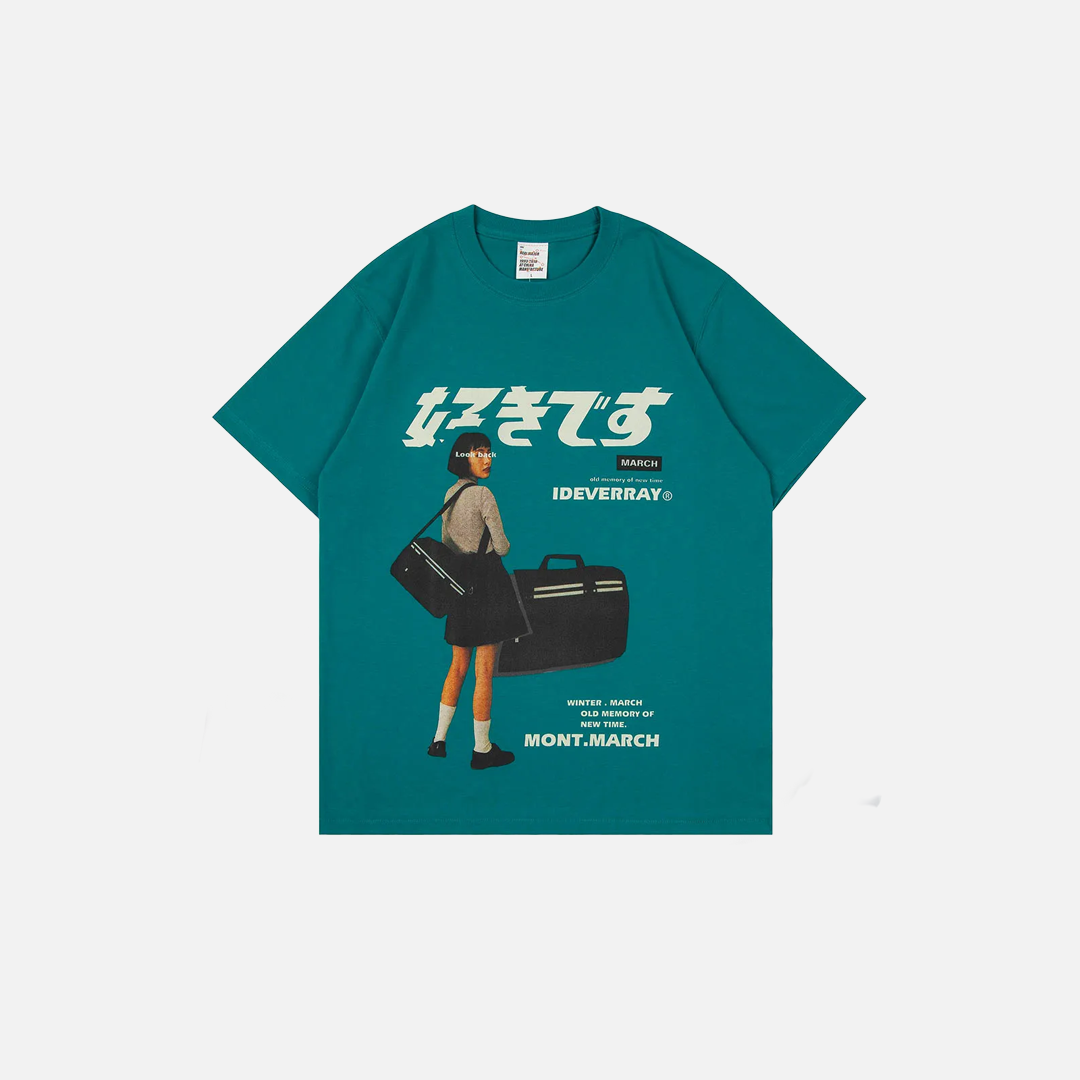 T-Shirt mit japanischem Kanji-Motiv und lockerer Passform