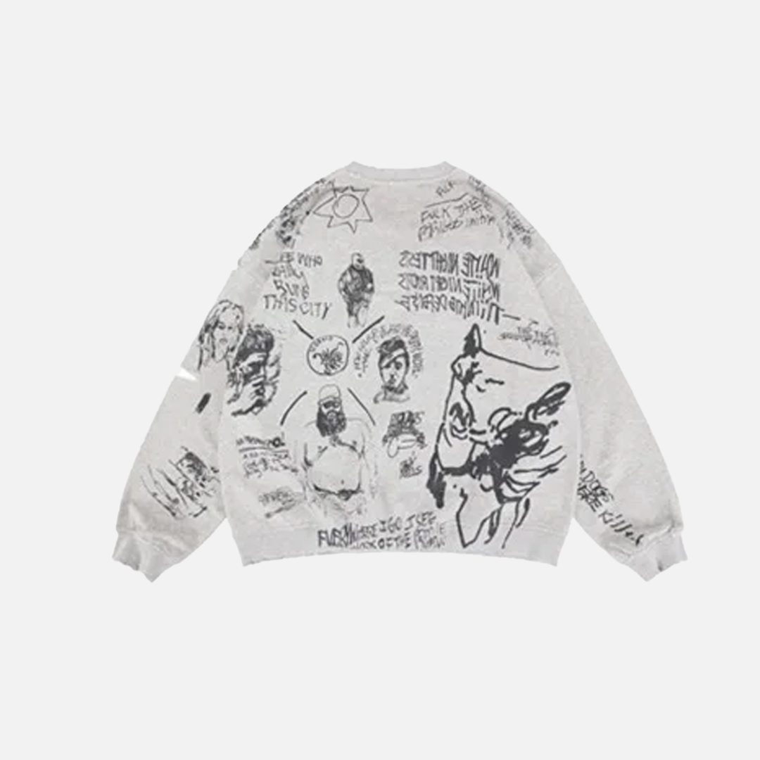 Preppy Hip Hop Oversized bedrucktes Sweatshirt