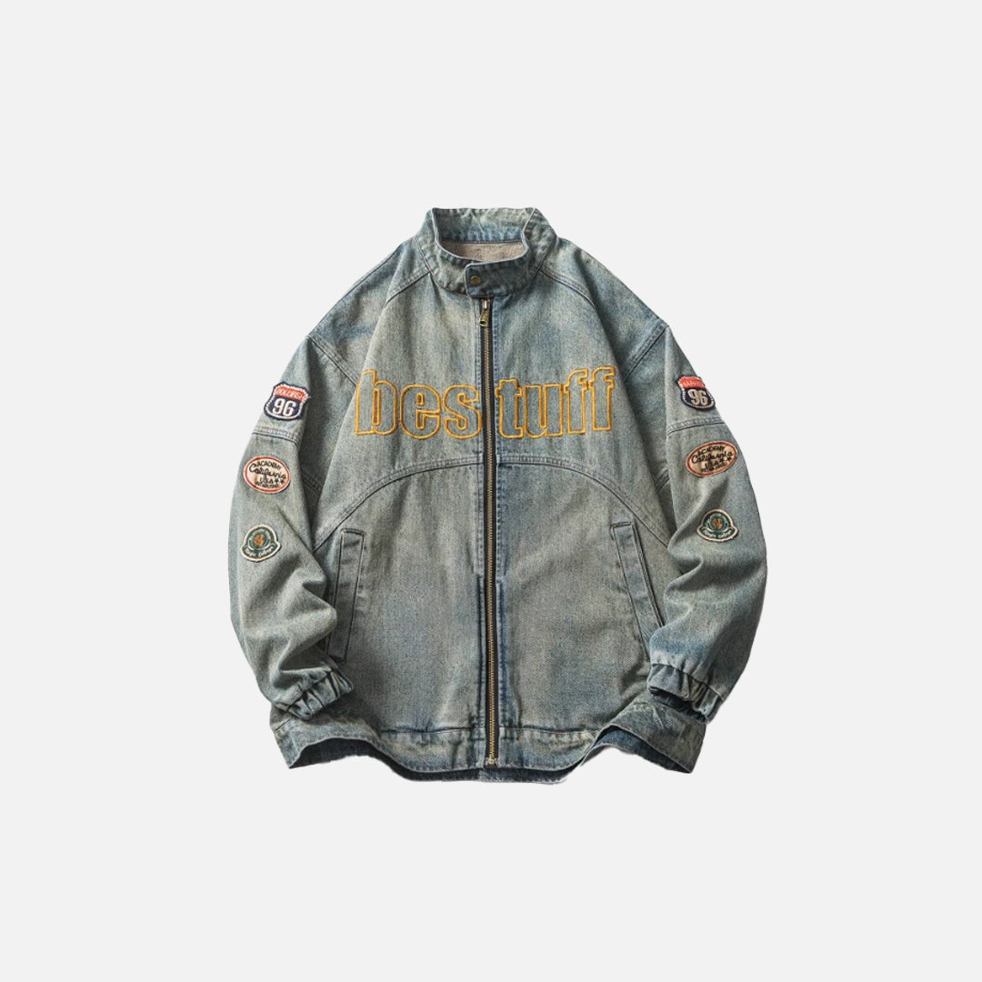 Veste en jean cargo patchwork style cowboy