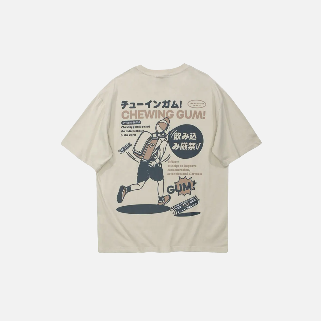 Japanese Style Kanji Graphic Print Short Sleeve T-Shirt