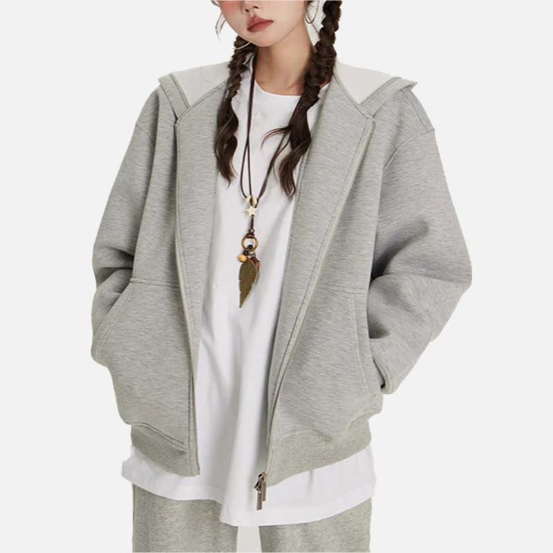 Vintage-Sweatshirt mit Reißverschluss, lässige Passform, cool und locker geschnitten