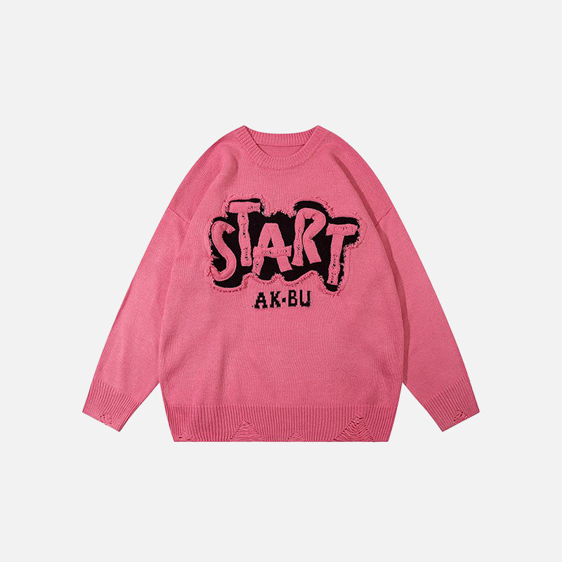 Pull brodé avec la lettre « Start »