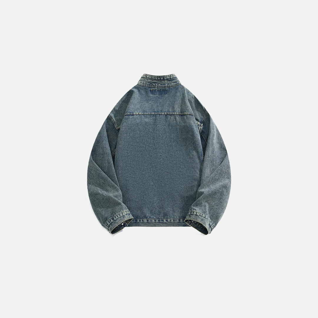veste en jean à lacets style chinois