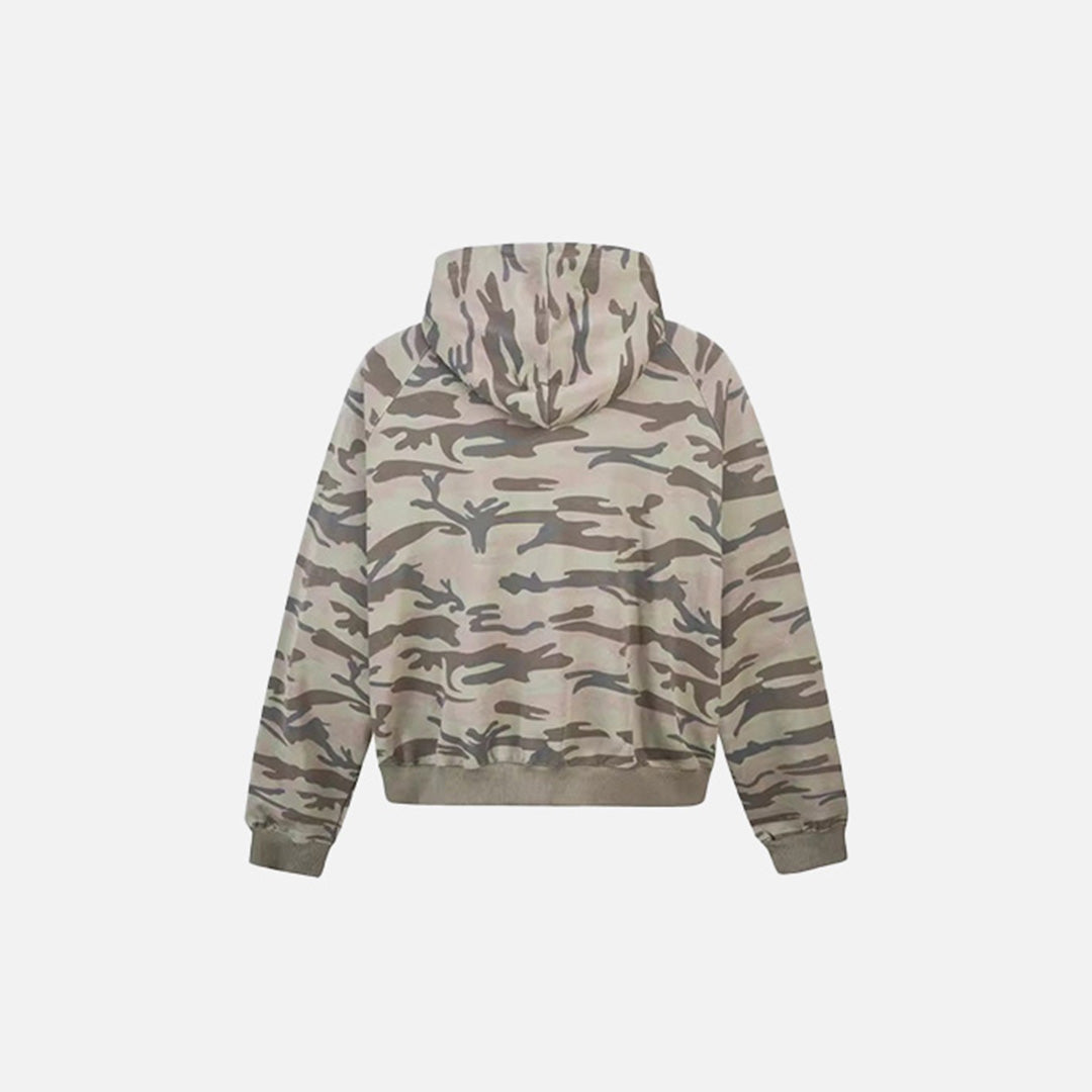 Y2K Kapuzenpullover mit Reißverschluss und Camouflage-Print