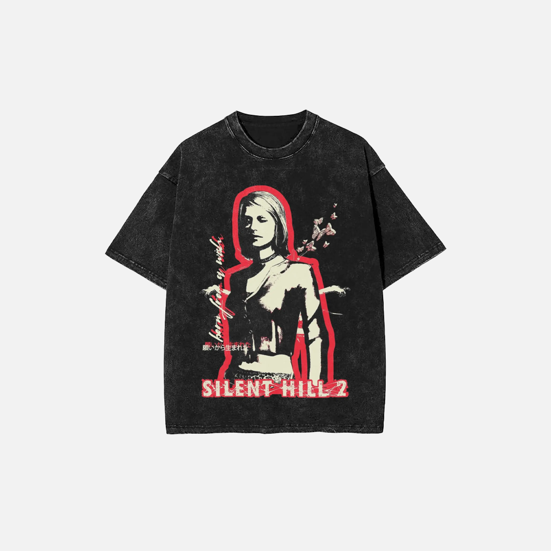 T-shirt oversize à col rond délavé Silent Hill