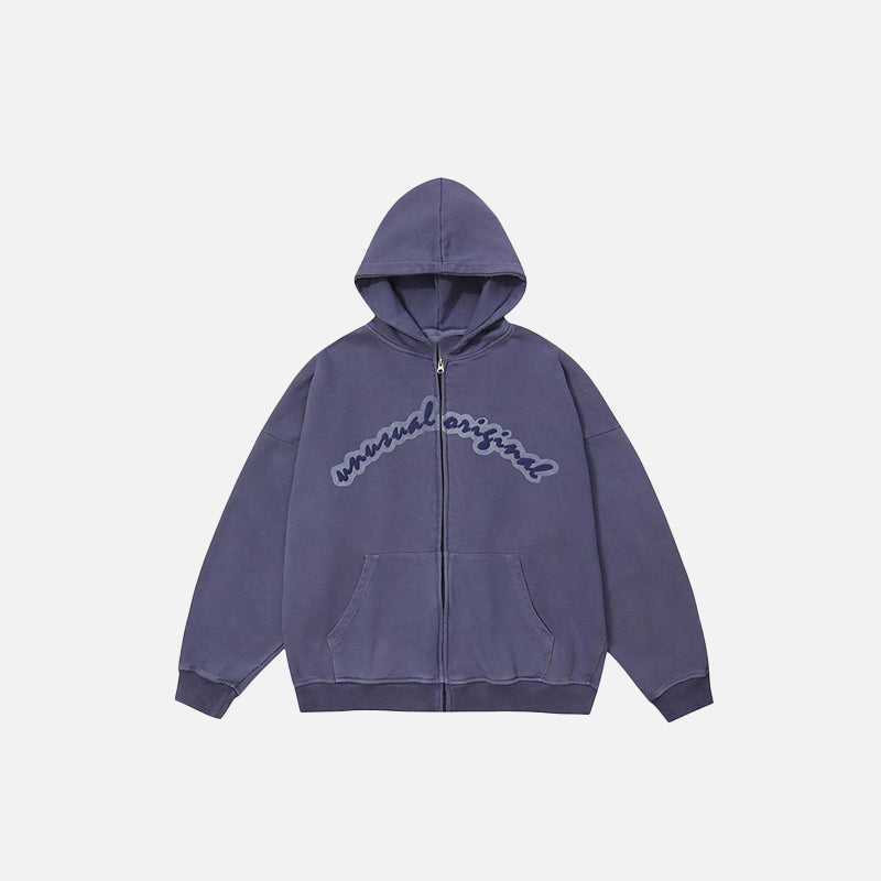 Gewaschener Kapuzenpullover mit Reißverschluss