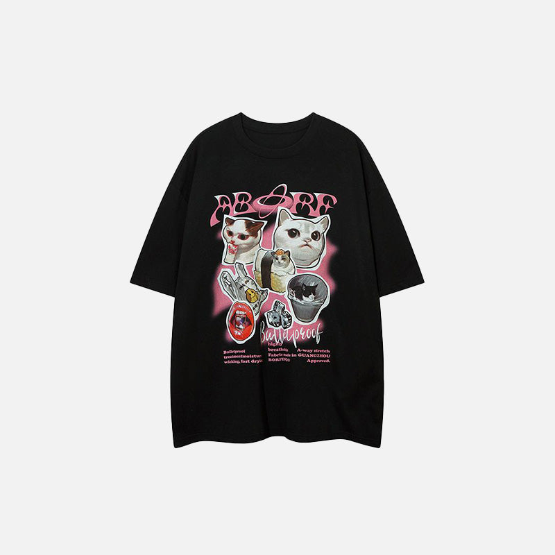 Loose Cat Print T-Shirt