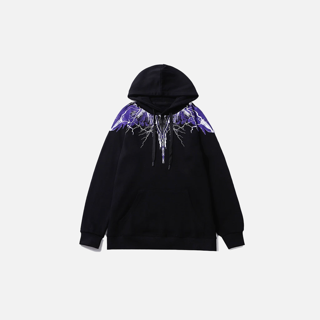Sweat à capuche hip-hop imprimé ailes premium