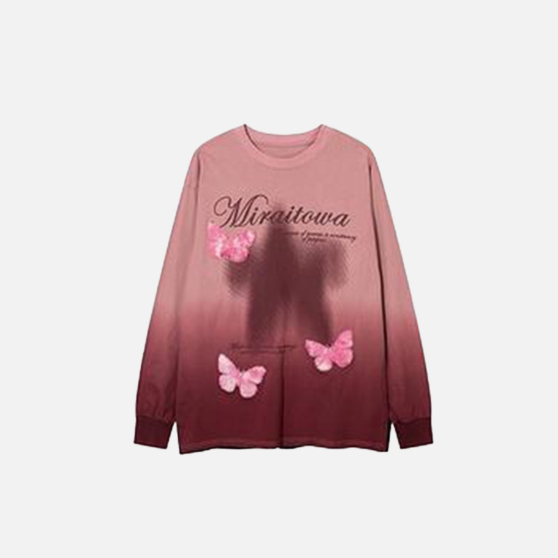 Oversize-Sweatshirt mit Schmetterlingsmotiv und Buchstaben