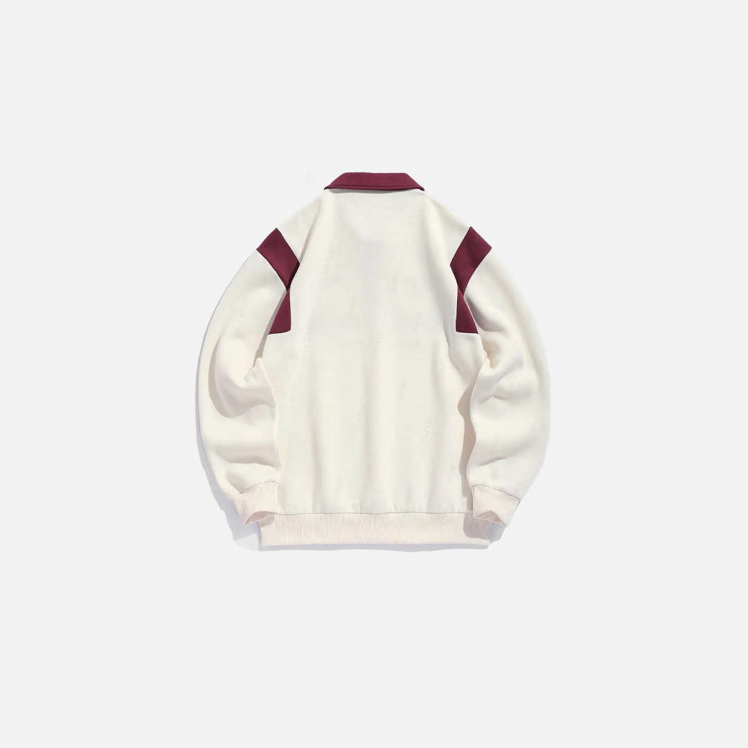 Polo-Sweatshirt mit Farbblock-Grafik und Fleece-Futter