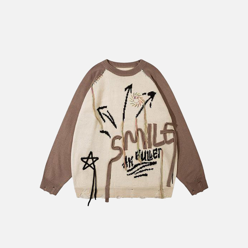 Pull ample en maille imprimé « Smile »