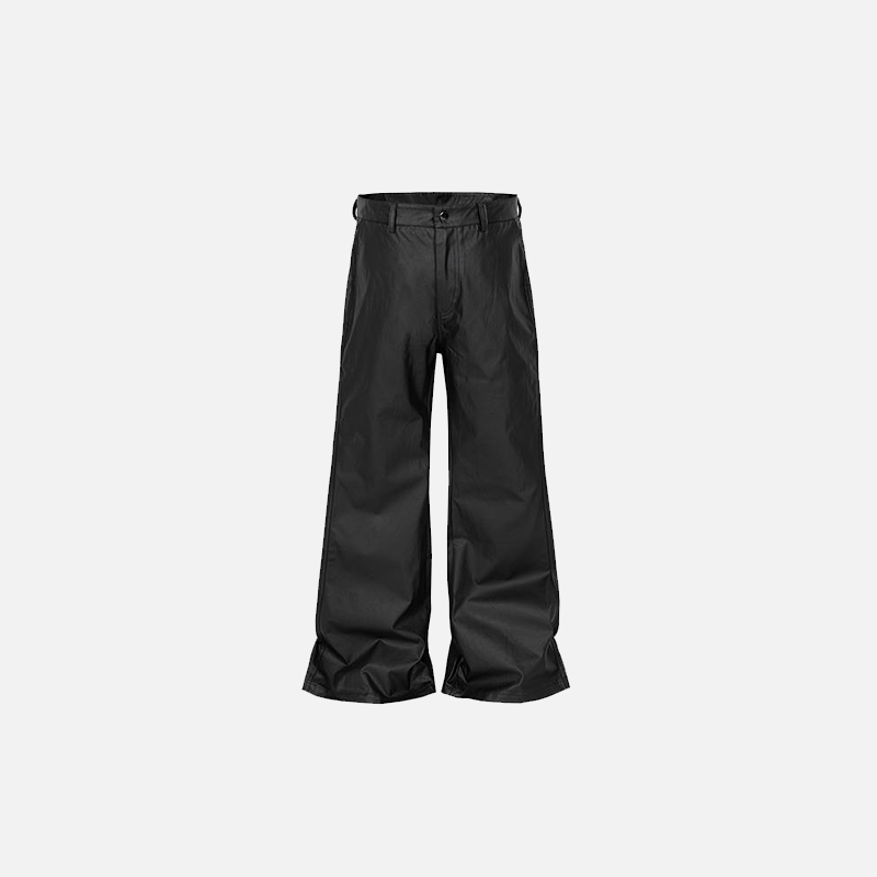 Schwarze Lederhose mit weitem Bein