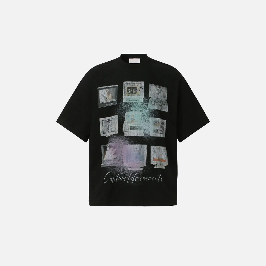 Cooles Baumwoll-T-Shirt mit Computergrafikdruck