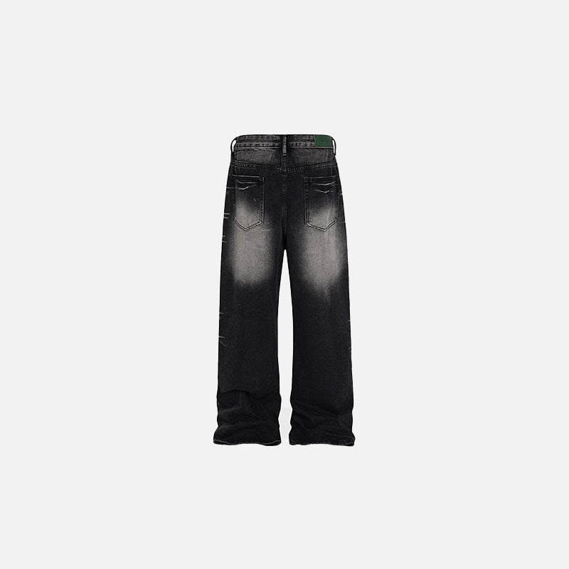 Verwaschene schwarze, lockere Jeans