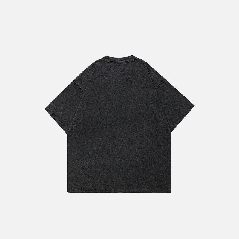 T-shirt noir rétro à motif chien délavé