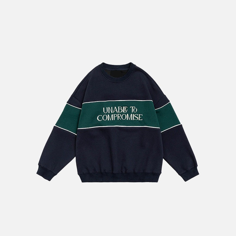 Lockeres Sweatshirt mit besticktem Patchwork-Design