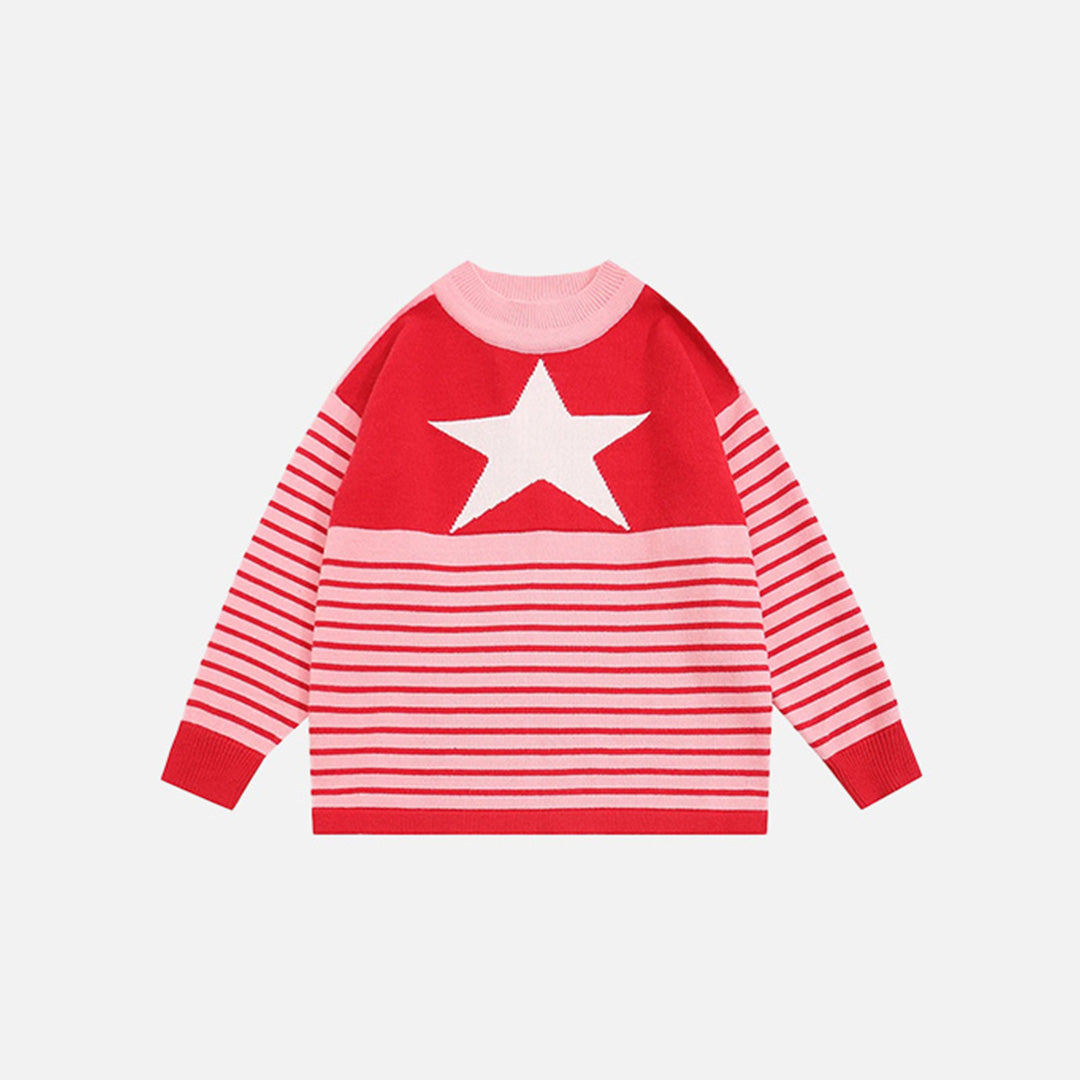 Y2K Sternenstreifen-Pullover