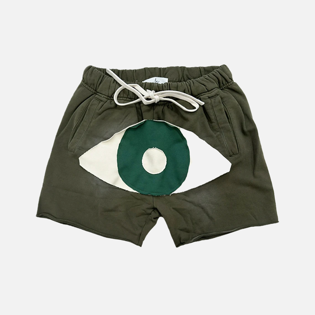 Bequeme Sommershorts im Vintage-Stil mit Augen-Patchwork