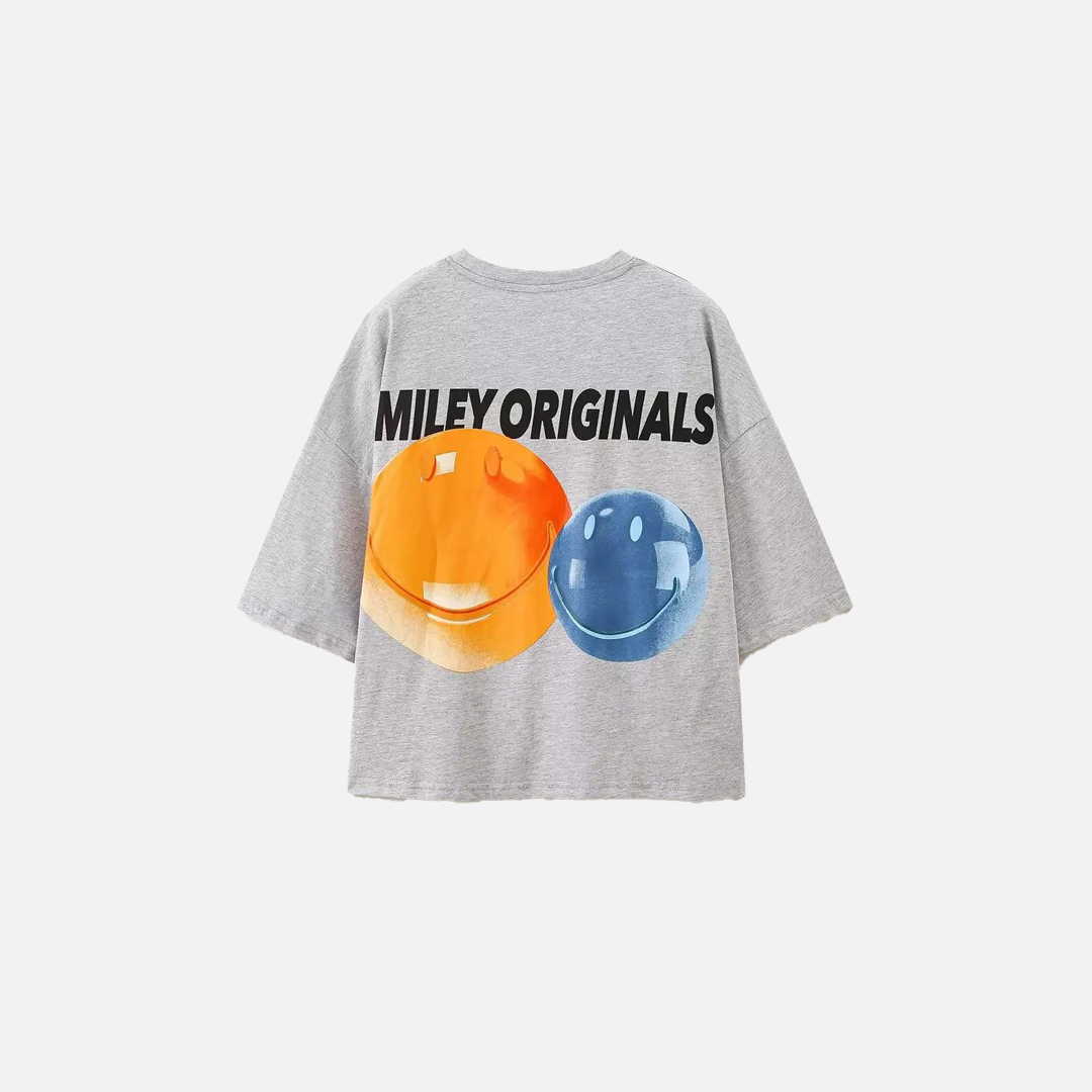 Stylish Gray Summer Print Cotton T-Shirt