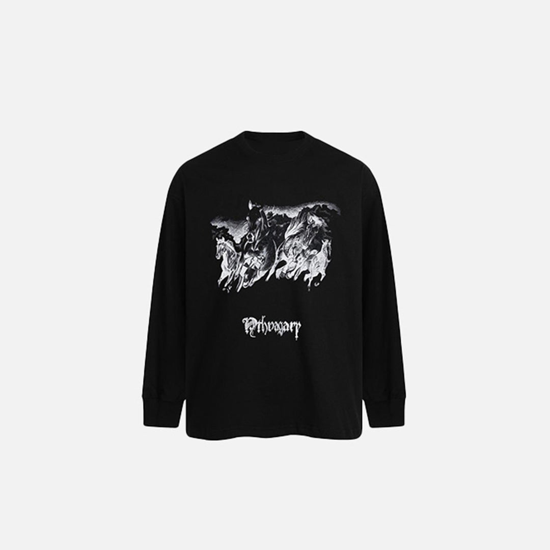 Langarm-T-Shirt mit abstraktem Kunstmotiv