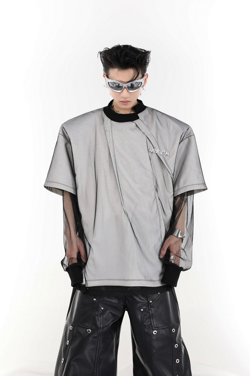 Doppellagiges Mesh-T-Shirt