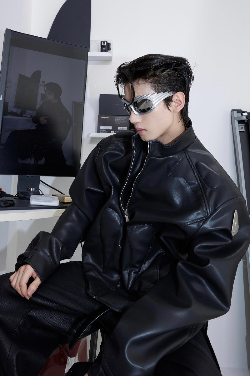Veste en cuir PU avec logo métallique