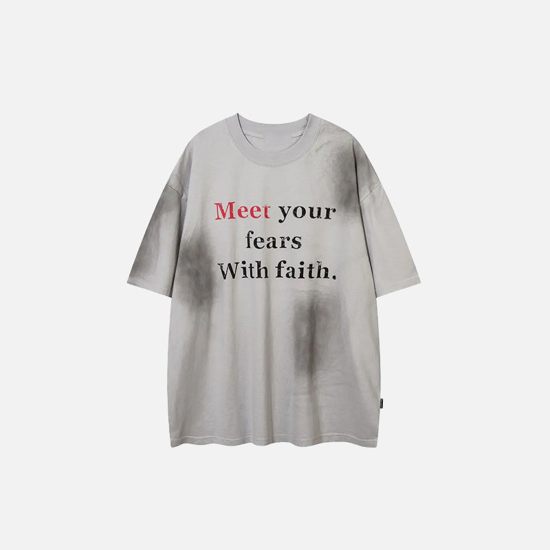 T-shirt imprimé « Affrontez vos peurs avec la foi »