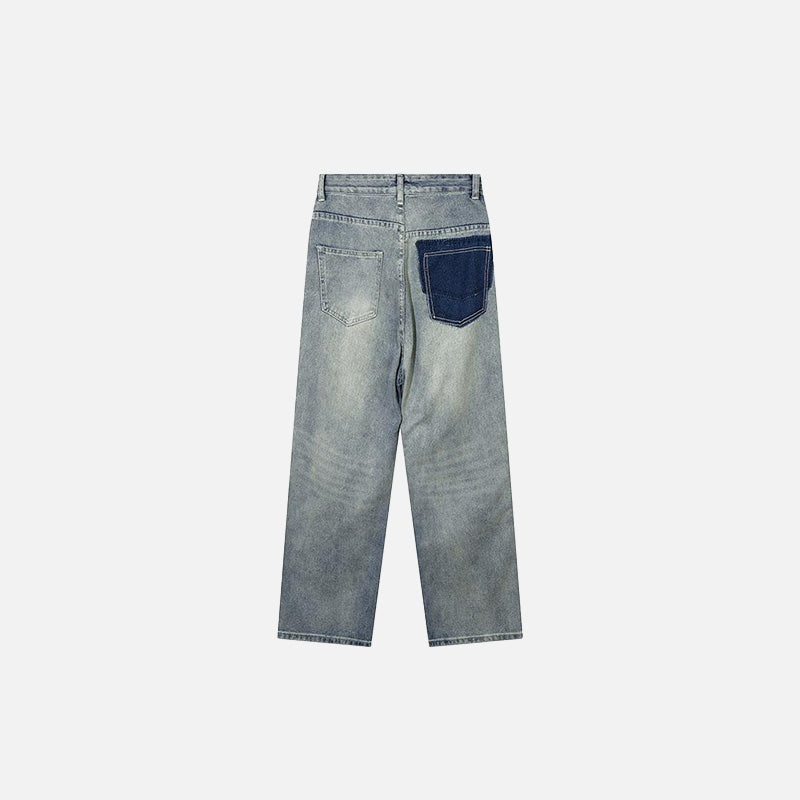 Jeans mit Used-Look und geradem Schnitt, Patchwork-Design