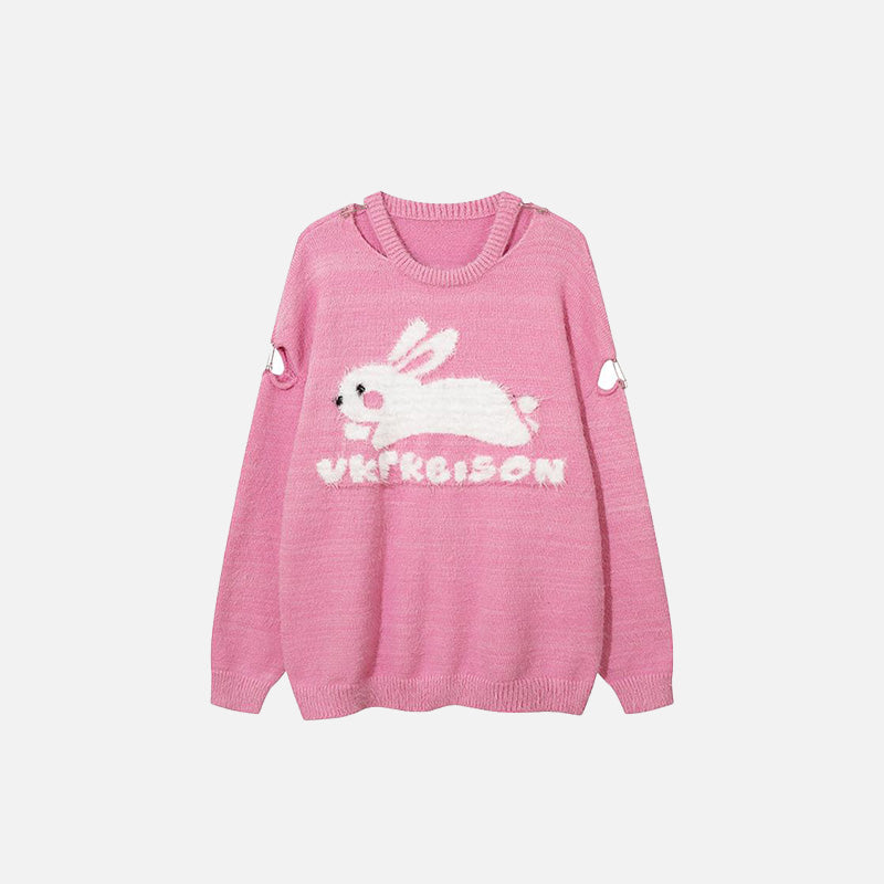 Flauschiger Pullover mit Hasenmotiv