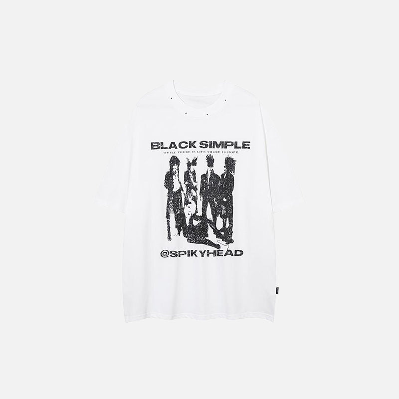 Lockeres T-Shirt mit Stachelkopf aus den 90ern