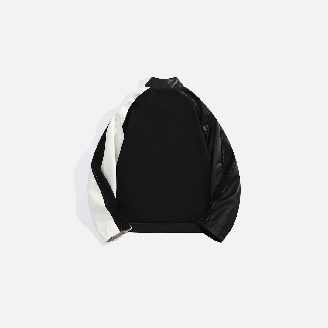 Amerikanische Arbeitsjacke aus Leder in Kontrastfarbe