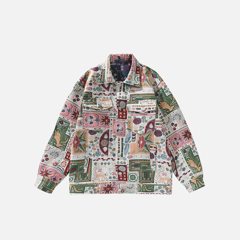 Chemise vintage rétro à imprimé floral ethnique