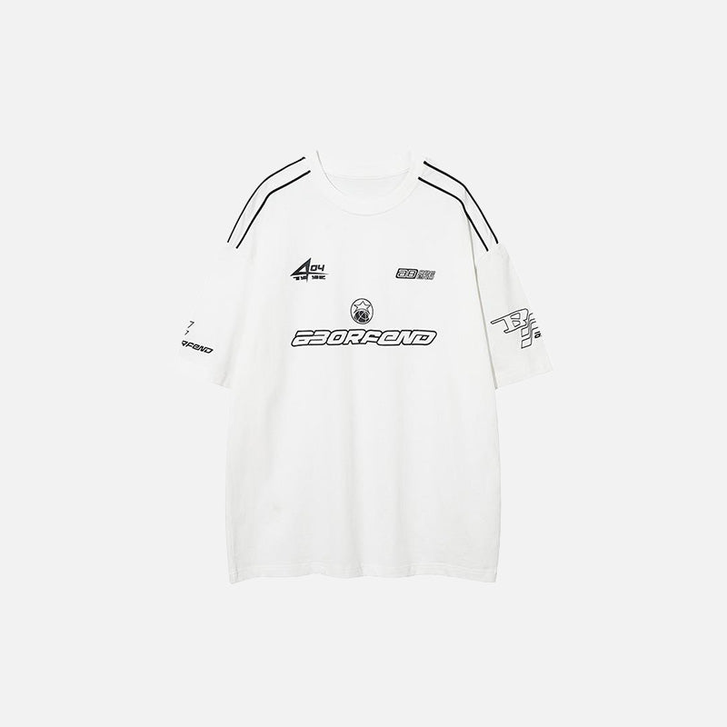 Locker geschnittenes Renn-T-Shirt mit Seitenstreifen