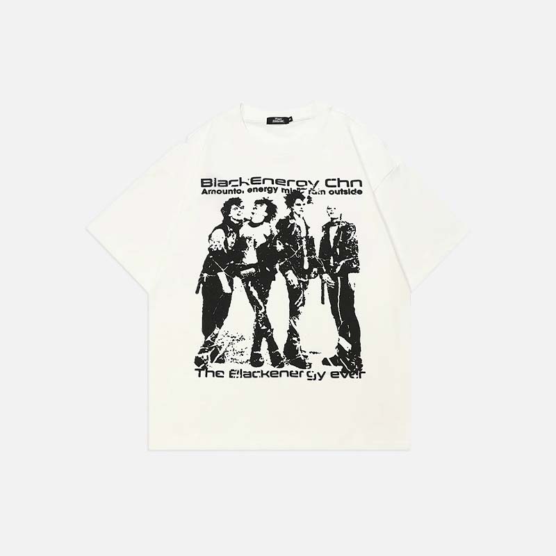 T-shirt blanc vintage à motif graphique
