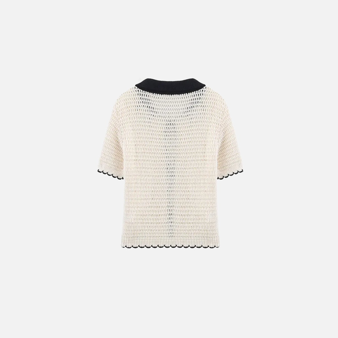Schicker Kurzarmpullover mit Häkelschleife