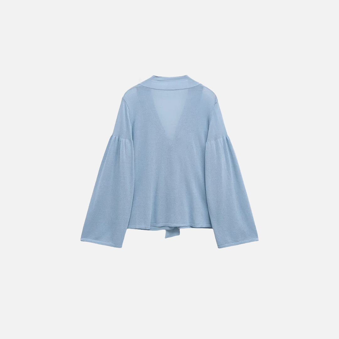 Light Blue French Casual Knitted T-Shirt