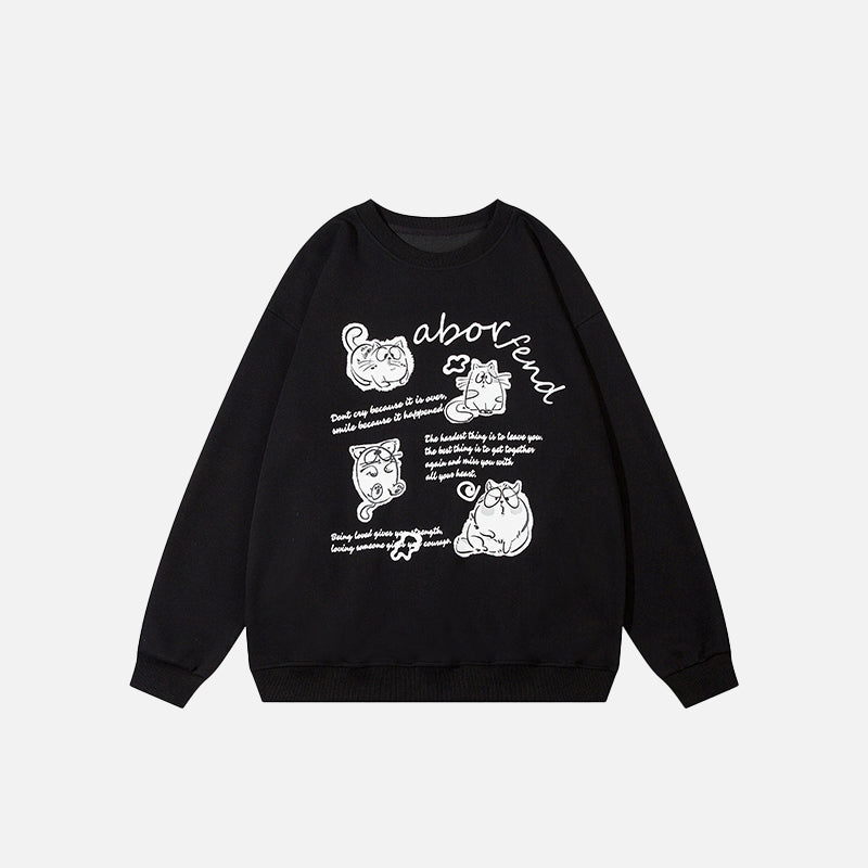 Sweat-shirt à imprimé chat sage