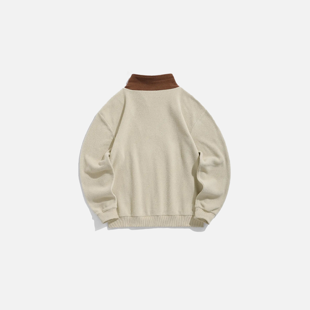 Sweatshirt mit farbigem Blockmuster, besticktem Buchstaben und Reißverschluss