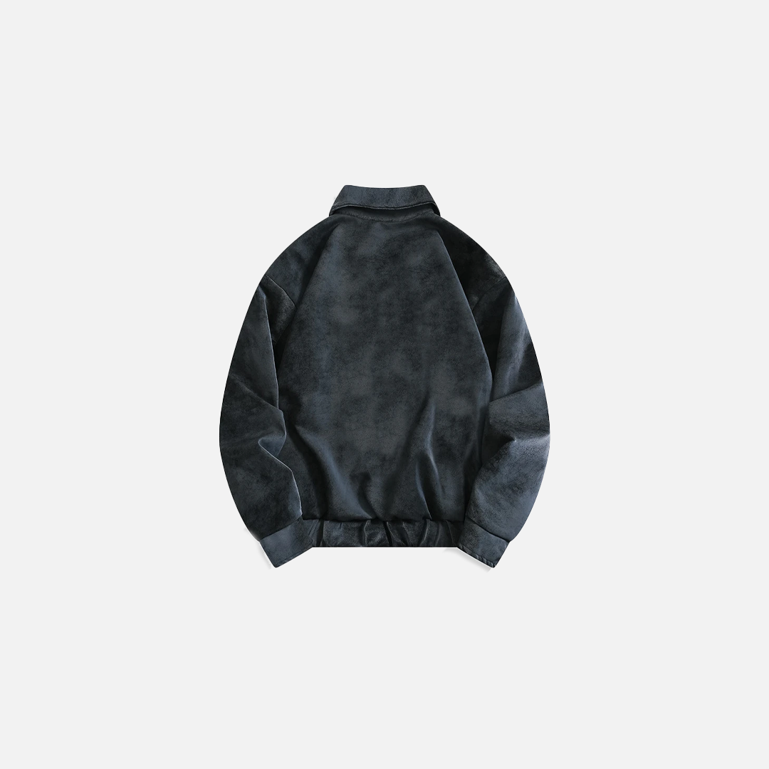 Handsome Deconstructed Tie Dye Zipper Leather Jacket