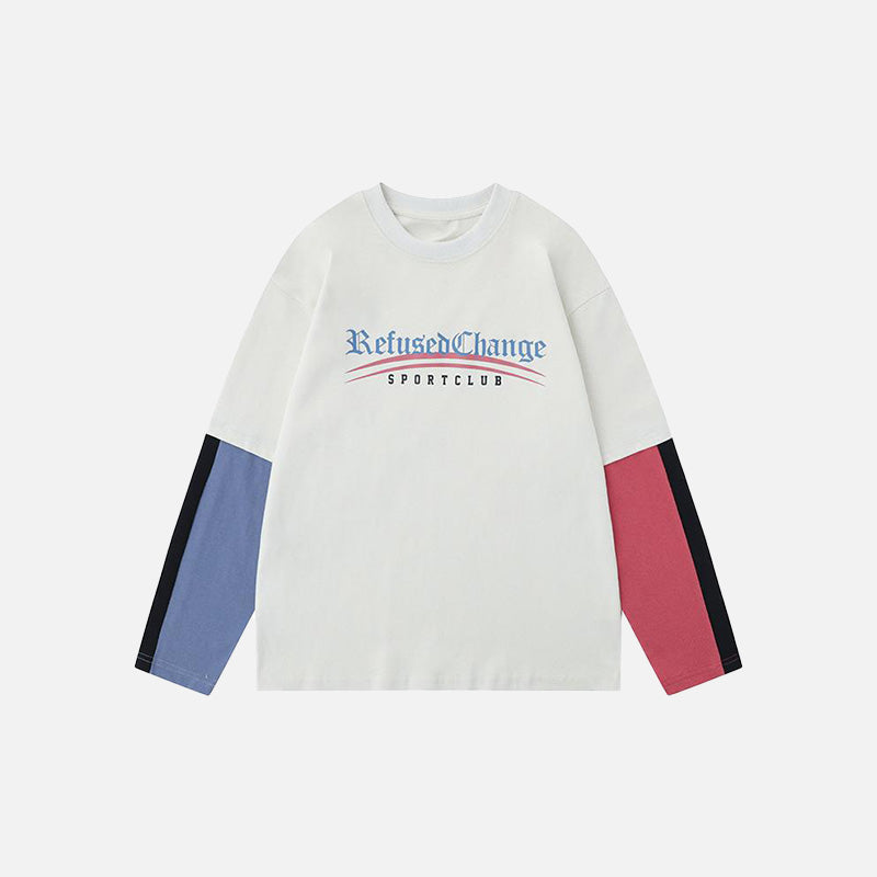 T-shirt oversize à manches longues patchwork