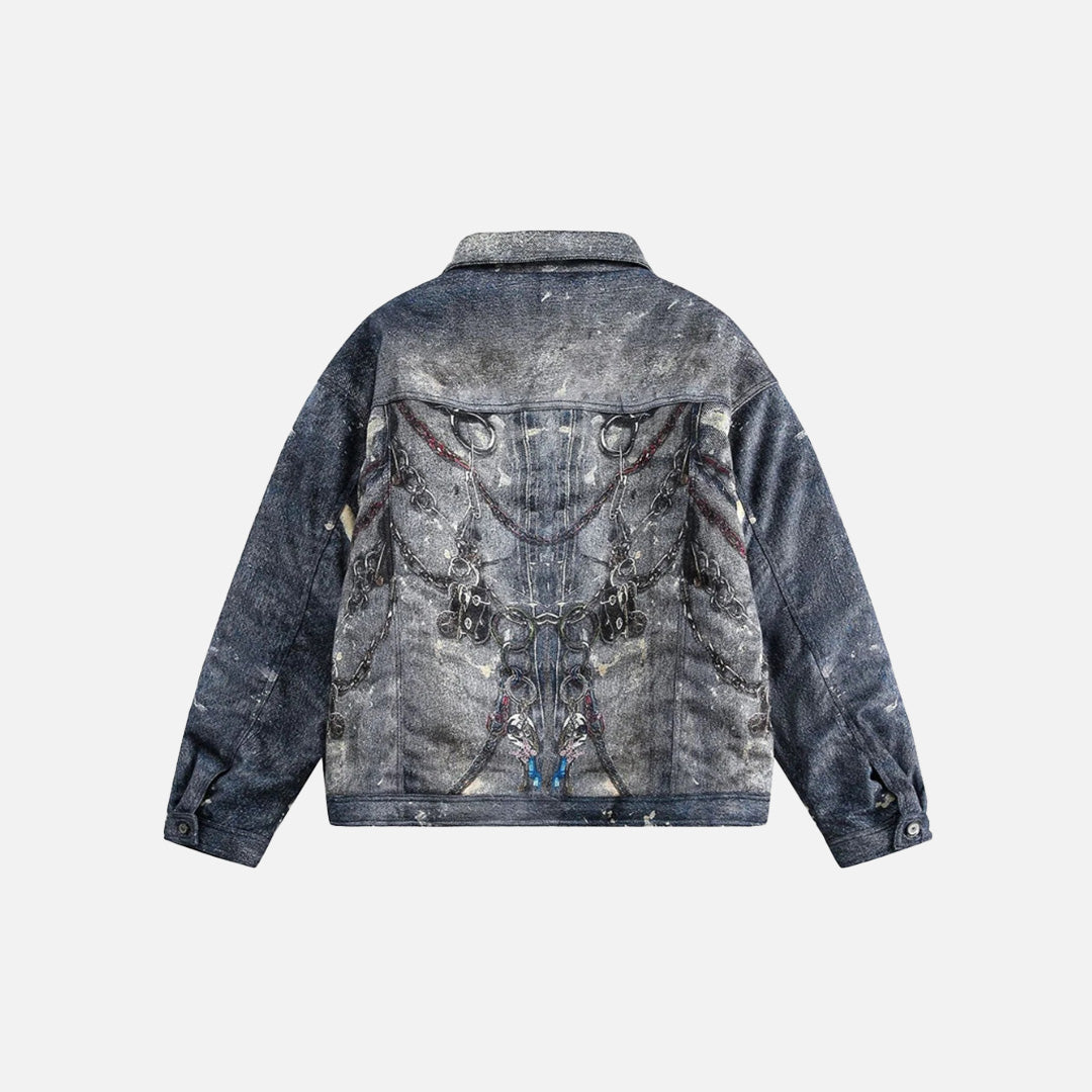 Jeansjacke mit abstraktem Kettendetail