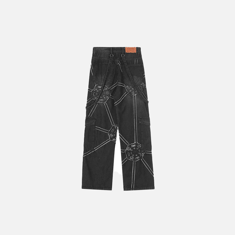 Vintage-Jeans aus gewaschenem Denim mit Stickerei